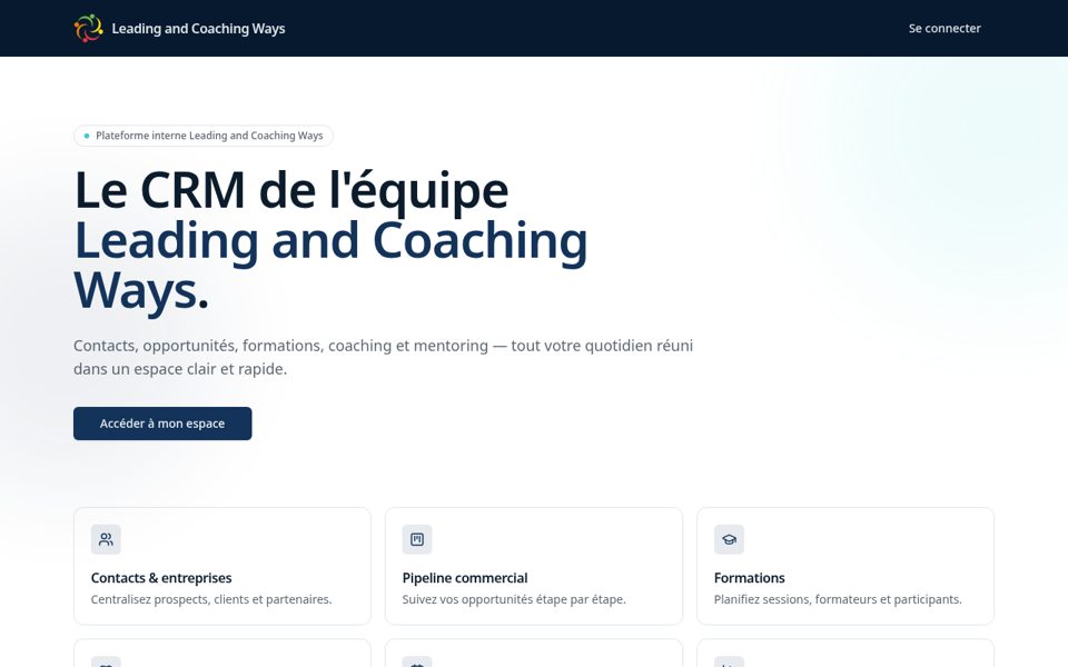 Aperçu du site CRM