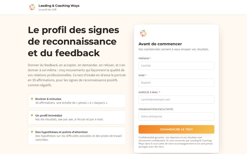 Aperçu du site Feedback Compass